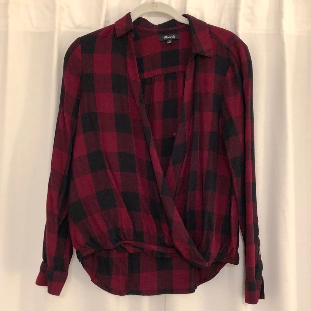 Madewell Buffalo Check Drape Front Top